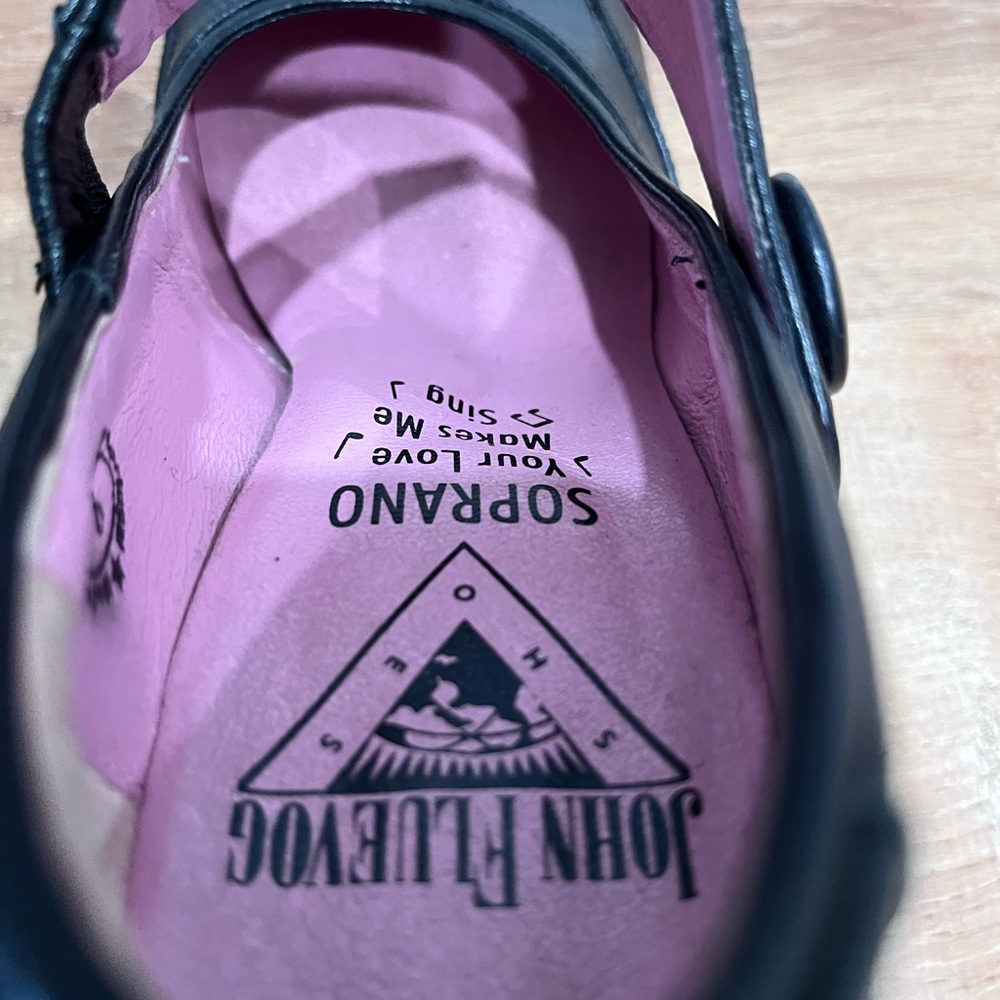 John Fluevog Black Mary Jane Heels with Pink Lining - Picture 7 of 10